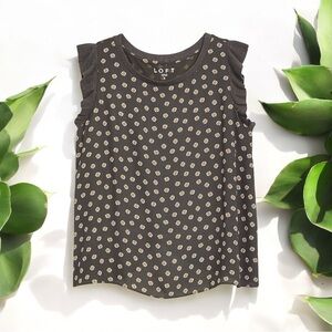 ✨ Loft Floral Print Flutter Sleeve Mixed Media Blouse